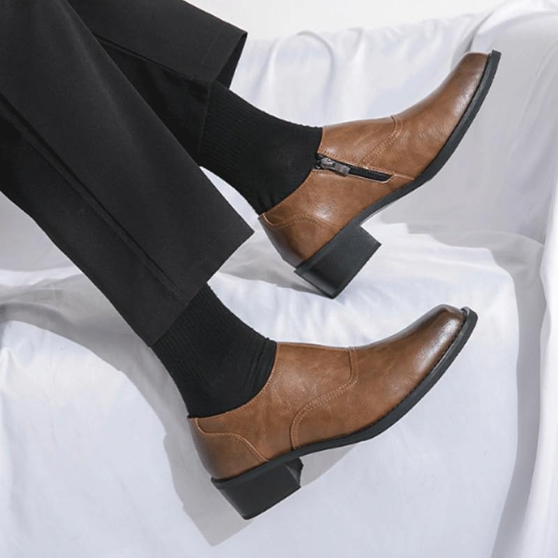 Men's Leather Dress Oxfords Fashion Plain Toe Low Top Formal Business Office Derby Shoes Daily Non-Slip Soft Sole Casual Shoes3