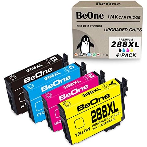BeOne 288XL Ink Cartridges Remanufactured Replacement for Epson 288 XL T288 T288XL to Use with Expression Home XP-330 XP-340 XP-430 XP-434 XP-440 XP-446 XP330 XP340 XP440 XP446 (4-Pack; BK/C/M/Y) Cover