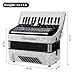 Accordion - 30 Key 60 Bass Professional Keyboard with Backpack & Strap, Ideal for Beginners, Adults, Students & Music Lovers (White)