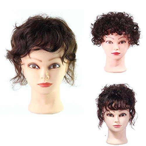 Remeehi corto rizado pelo humano real Toppers Invisible fluddy superior pelo de repuesto para blanco y fino pelo