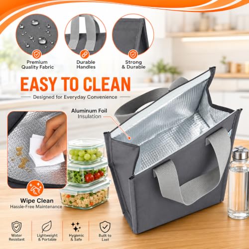 Image of SaleOn Insulated Lunch Bag for Office, School & Travel, Reusable Tiffin Bag with Aluminium Foil Lining, Durable Handles, Large Capacity Food Storage Bag with 1 Year Warranty