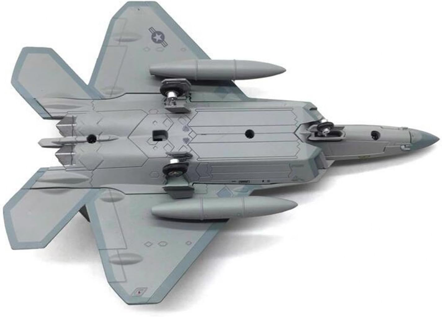 1:100 Scale F22 Aircraft Alloy Fighter Ornament Simulation Airplane with Base Plane Model for Bar Cabinet Cafes Office, Silver Base