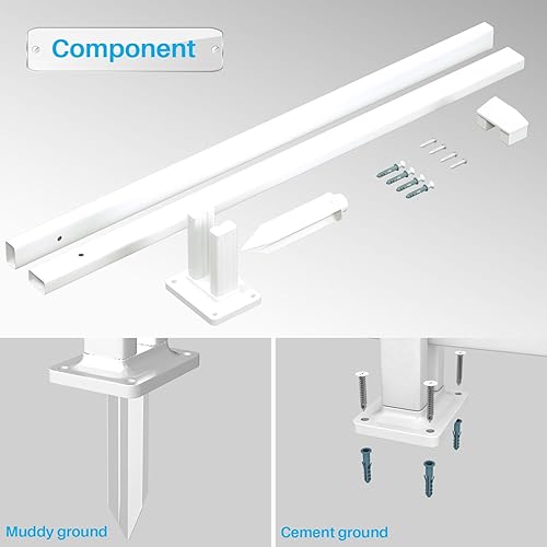 Miniatura 2 de Patio Kit de postes de valla de vinilo de 32 pulgadas de alto para valla decorativa de PVC curvada, instalado en suelos fangosos y cemento,