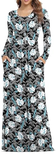 Image of VIISHOW Women's Long Sleeve Loose Plain Maxi Dresses Casual Long Dresses with Pockets