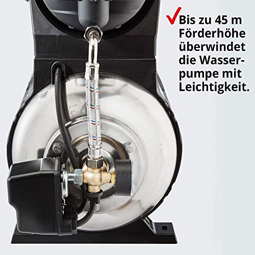 HECHT Edelstahl Hauswasserwerk INOX, Wasserpumpe, 1100 Watt, 8 m selbstansaugend, 4,5 bar...