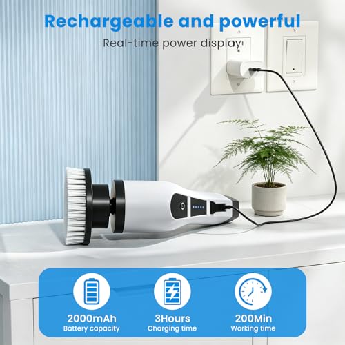 Brosse electrique nettoyage manche extensible et 2 vitesses reglables - 6
