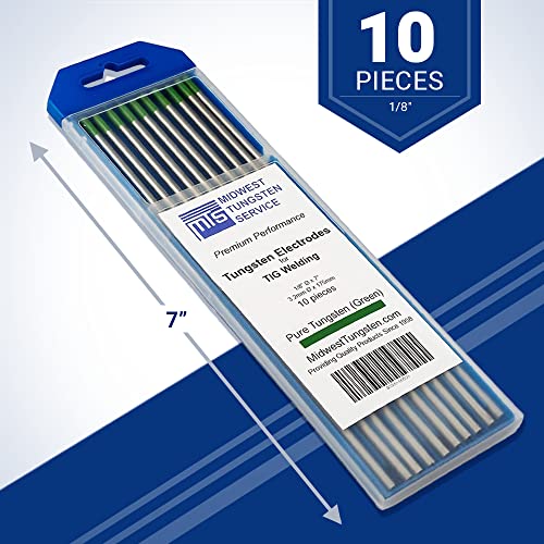 Image of Midwest Tungsten Service TIG Welding Tungsten Electrodes 10-Pack (Green - Pure Tungsten (WP, EWP), 1 /8 inch)