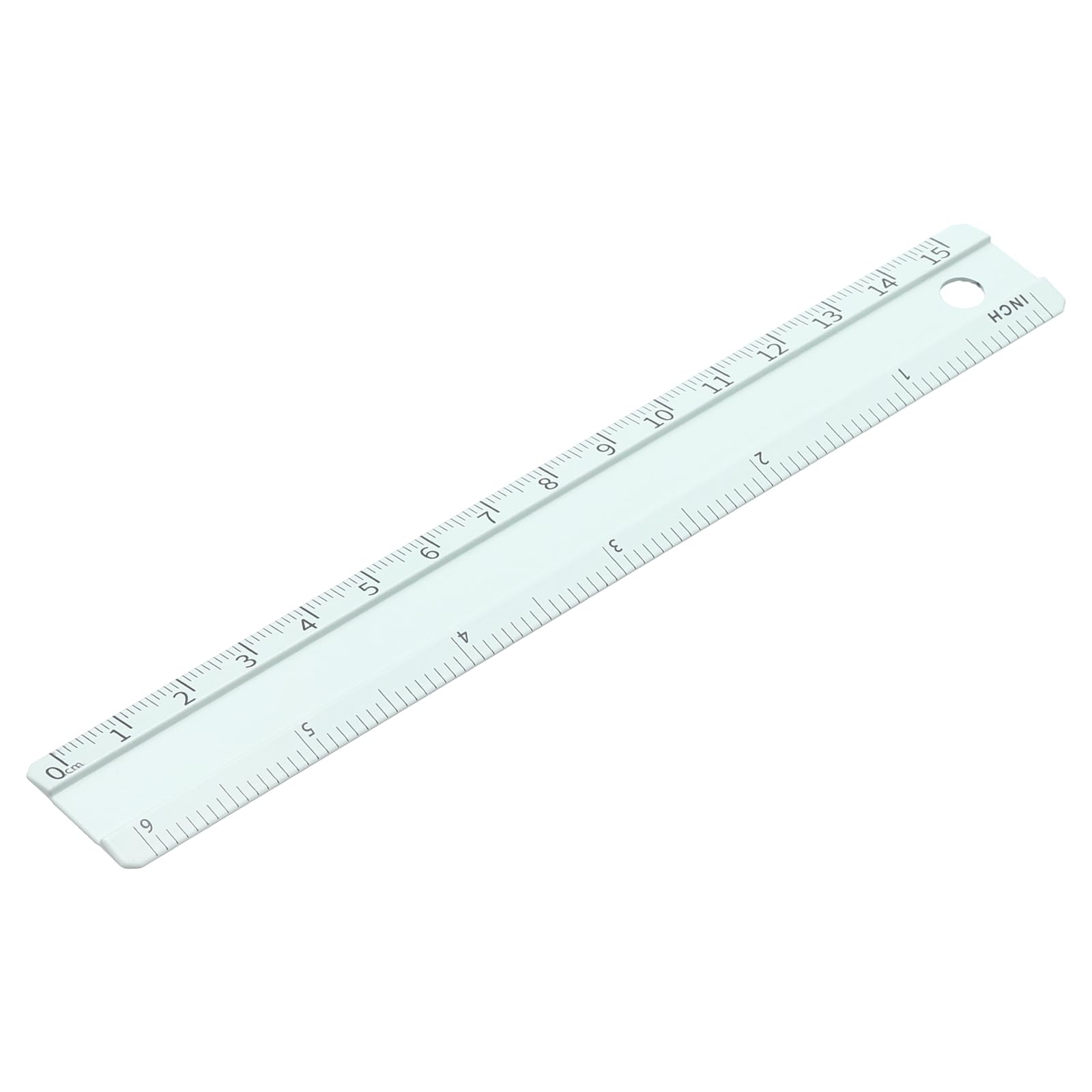 PATIKIL Metal Ruler 6 Inch/15cm, 1 Pcs Aluminum Straight Edge Ruler, Dual Scale Measuring Tool with Inch/Centimeter Scales & Hole for Math Office Drawing Engineering Home, Green