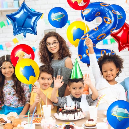 Image of number 40 inch blue and gold ring balloon set birthday number decoration aluminum film balloon suitable for boys and girls blue theme party cartoon party decoration supplies (2)