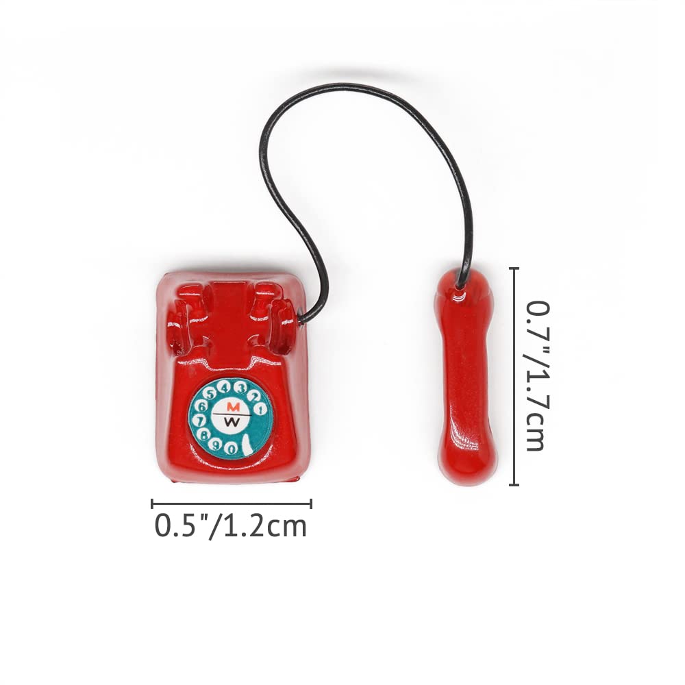 Odoria Téléphone Miniature 1/12 – Accessoire Maison De Poupée – Métal Rouge – 1,6x1,6x0,8 Cm – Décoration Intérieur