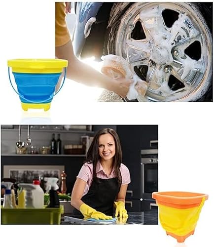 TLHWIN 3 STÜCKE Faltbarer Eimer Teleskopeimer Eimer Sandeimer Silikon Faltbarer Eimer, für Kinder Strand Spielen Campingausrüstung Wasser Fisch Waschen Garten Sommer Schwimmen Spielzeug Zuhause (B)