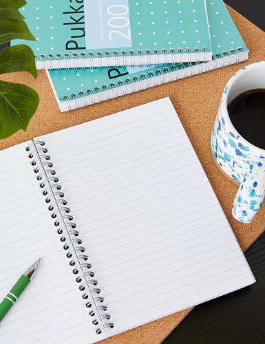 Pukka Pad, A5 Metallic Jotta Book 3-Pack for Home, School, and Office – 15 x 21cm – Wirebound Notebook with 8mm Lines and 80GSM Paper – Features Perforated Edges - 200 Pages, Green