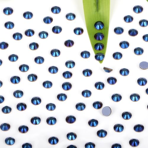 Image of Bymitel Hotfix Crystal Rhinestones Round Gems Iron on DIY Jewelry Making Flat Back for Crafts,Mine Blue, 1.3mm(SS3 /2880pcs)