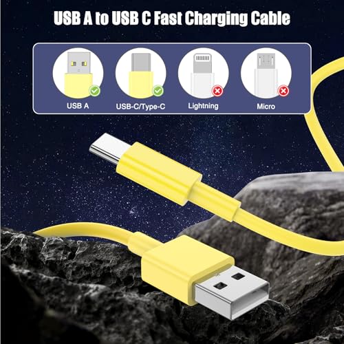 Image of 3-Pack Yellow [3.3FT+3.3FT+6FT] USB A to USB C Cable，USB to USB C Car Carplay Cable for iPhone 16 15 Pro Plus Pro Max，for iPad Pro /Air /Mini，for Samsung S24 /S23 /S22 /S21，for MacBook Pro /Air and More