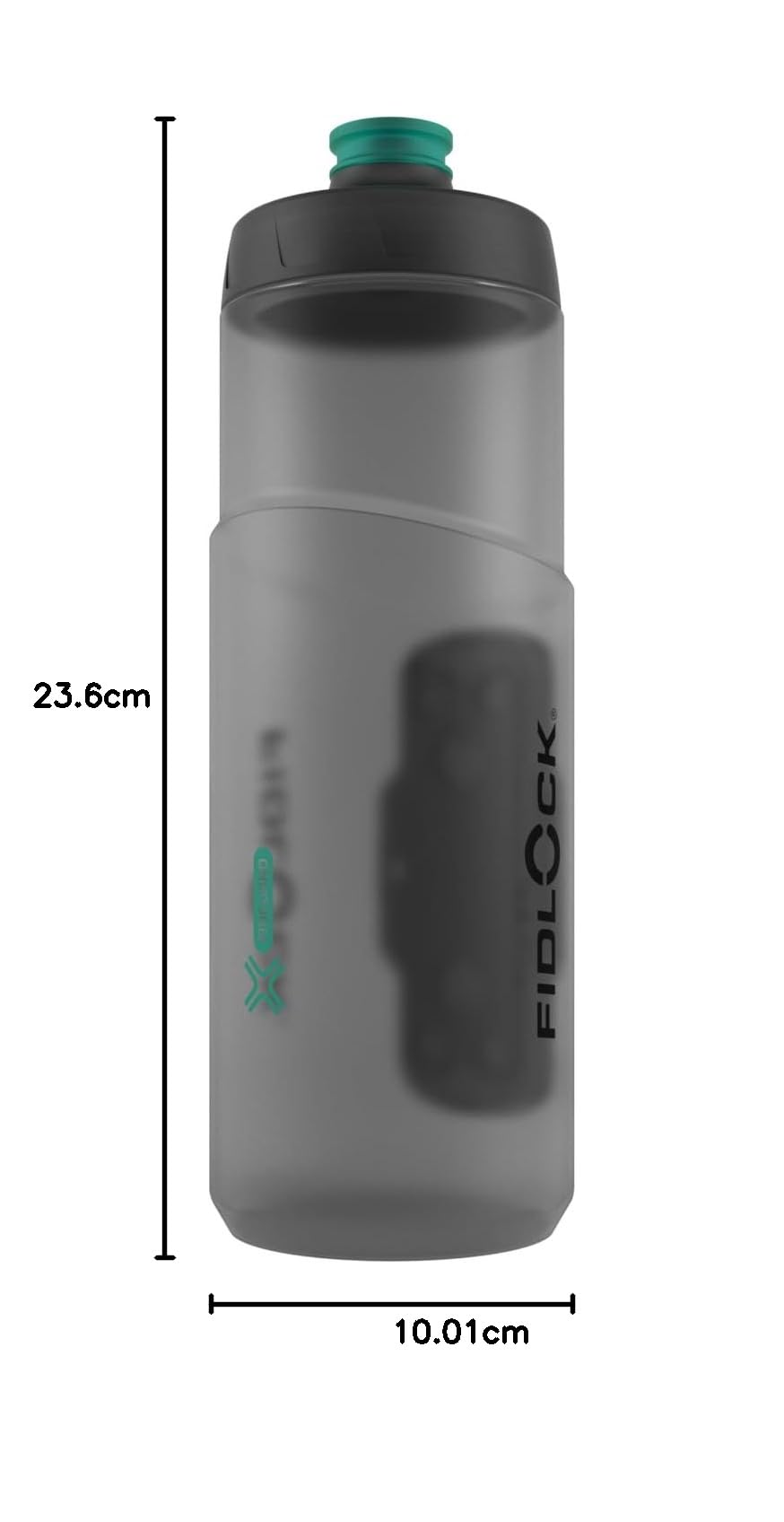 FIDLOCK Fidguard Flasche + Twist-Fahrrad-Basis-Set, geruchsresistent, leicht zu quetschen, mit Schnellfluss-Ventil, 600 ml, Rauchgrau + Grün