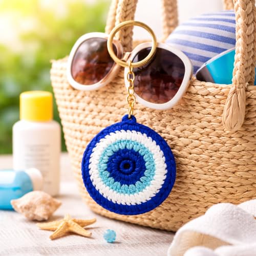 Image of Handmade Crochet Rose Flower Keychain for Women & Girls, Cute Red Flower Key Ring, Soft Yarn Knitted Charm, Romantic Gift, Bag Accessory, Car Key Holder, Aesthetic Handmade Gift