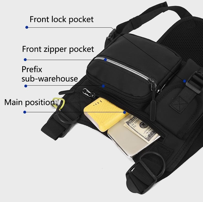 Adjustable Zipper Multi-functional Nylon Chest Bag,Sporty Vest Bag for Outdoor Hiking Cycling Workouts, Sport3