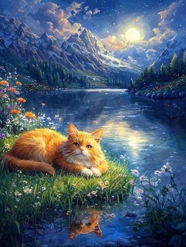 Diamond painting chat orange 90x120cm pour oublier le stress grâce au loisir créatif