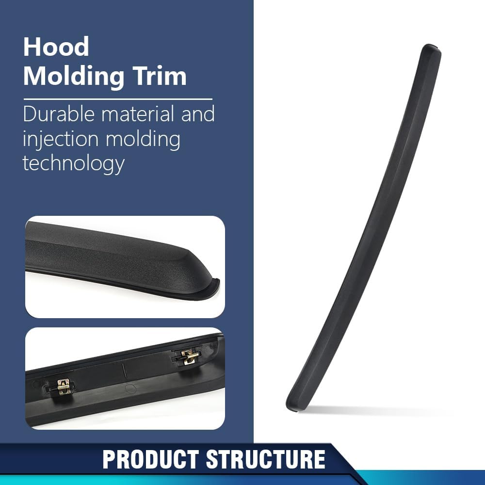 PIT66 Hood Molding Trim Moulding, Compatible with 07-13 GMC Sierra 1500/07-10 Sierra 2500 HD 3500 HD 10385157, GM1235110 Hood Panel Molding