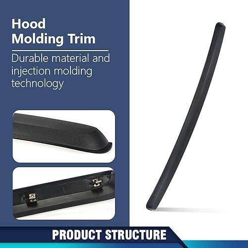 Miniatura 4 de PIT66 Moldura de capó, compatible con GMC Sierra 150007-10 Sierra 2500 HD 3500 HD 10385157, GM1235110 Moldura de panel de capó
