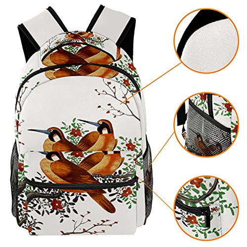 Sac à dos décontracté oiseaux et fleurs aux finitions soignées - 3