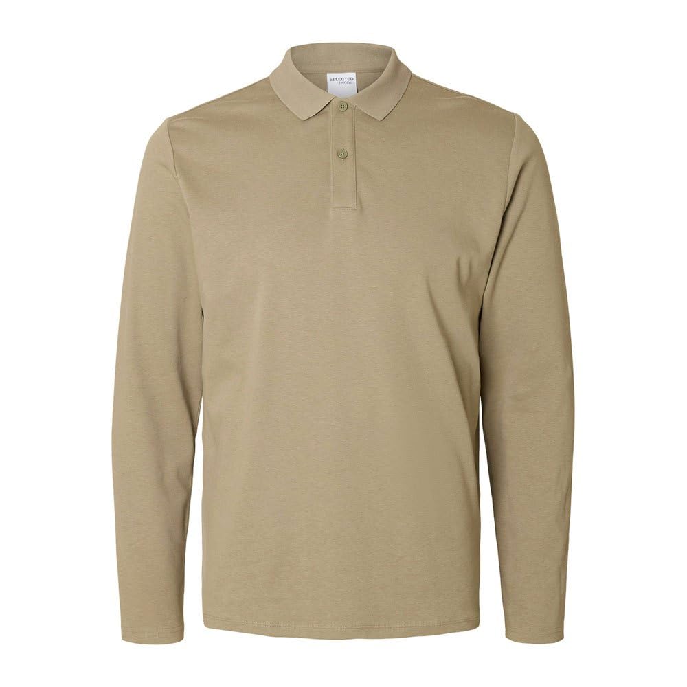 SELETED HOMME Men's Slhslim-Toulouse Ls Polo Noos Shirt, Vetiver, M