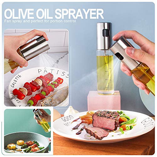 Image of BIGTONE Plastic Oil Sprayer for Cooking, 2Pack 100ml Olive Oil Spray Dispenser Bottle, Transparent Vinegar Mister for BBQ, Salad, Baking, Roasting, Grilling, Air Fryer