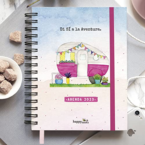 Agenda 2022 2023 Happymots | Aventure | Agenda semainier 16 mois complets | Agenda scolaire 2022 2023 de septembre 2022 à juillet 2023 | Comprend planificateur, calendrier et autocollants | Agenda A5 Cover