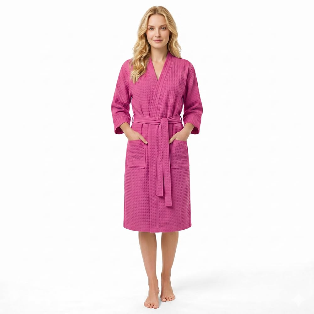 AUYAO Szlafroki waflowe unisex ręcznik kąpielowy body Wrap lekkie szlafroki prysznic ręcznik kąpielowy spa hotel szlafrok waflowy teksturowany odzież domowa ręcznik pod spodem spódnica z kieszeniami