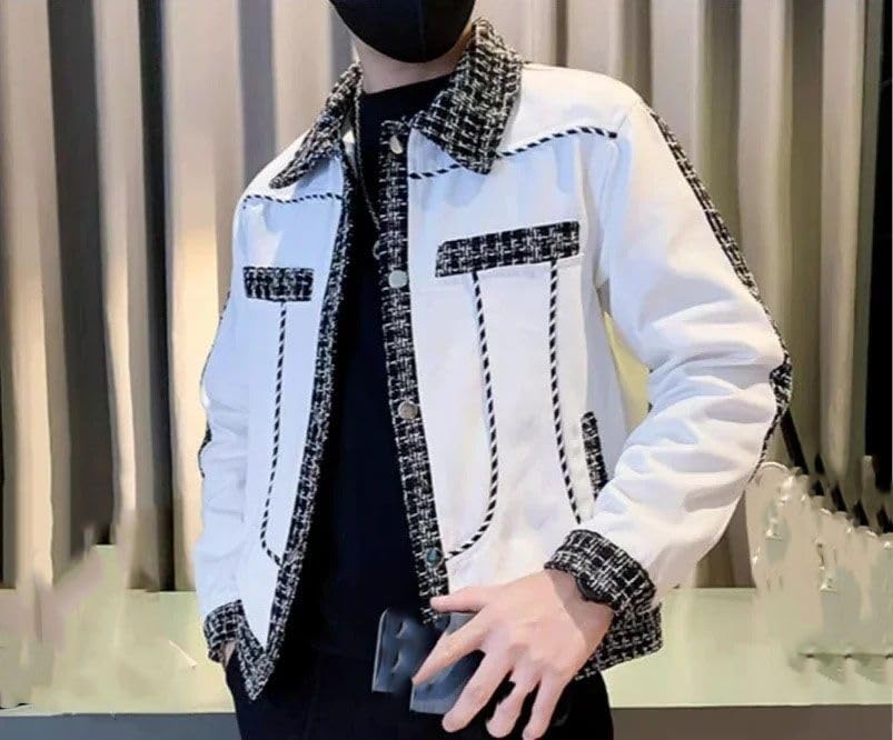 Veste d'hiver homme noire en patchwork tendance coréenne coupe vent confortable
