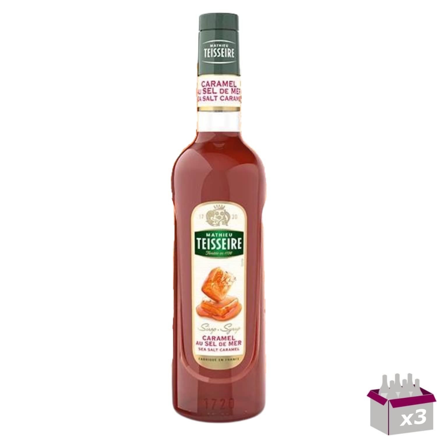 Lot de 3 - TEISSEIRE - Sirop Caramel au sel de mer - 70cL