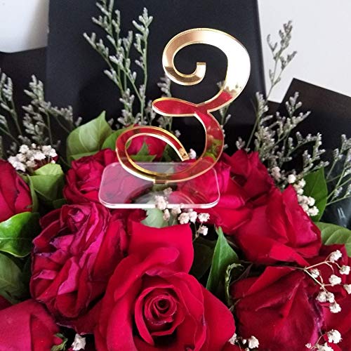 Elegant Mirror Acrylic Standing Table Numbers, Mirrored Wedding Decor (Gold, 1-10)