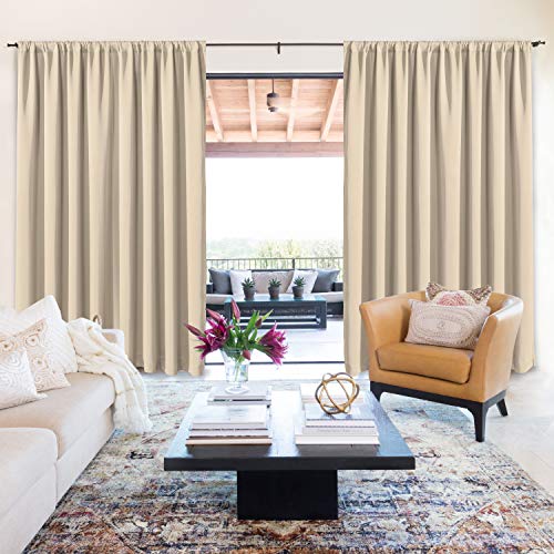 Wontex 100% Thermal Blackout Curtains For Bedroom - Winter Insulating Rod Pocket Window Curtain Panels, Noise Reducing And Sun Blocking Lined Living Room Curtains, Beige, 52 X 72 Inch, Set Of 2 #TOP7