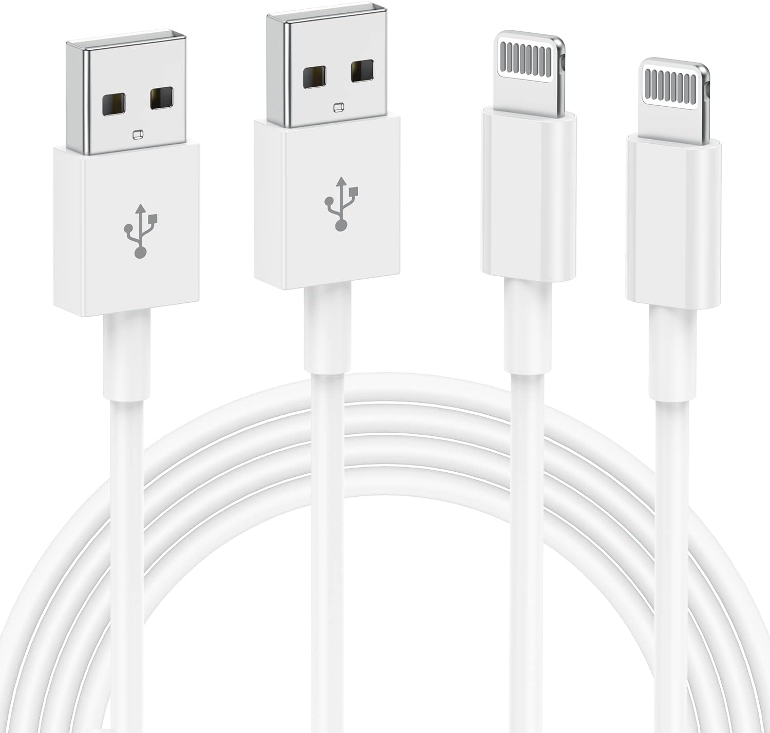 2Pack Apple MFi Certified Lightning to USB Cable - 1m Fast Charging Cable for iPhone 13/12/11/X/8/7/6/iPad