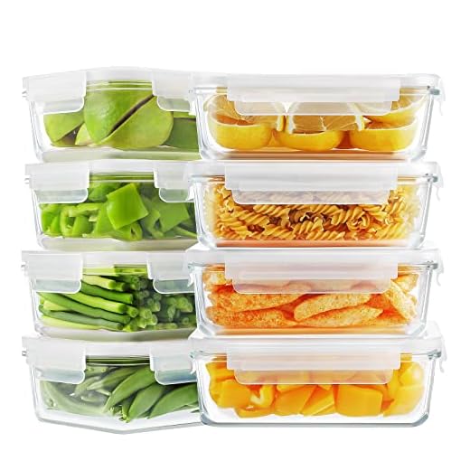 8 Pack Glass Food Storage Containers, BAYCO Glass Meal Prep Containers, Airtight Glass Storage Containers with Lids - BPA-Free & Leak Proof (8 lids & 8 Containers) 30oz