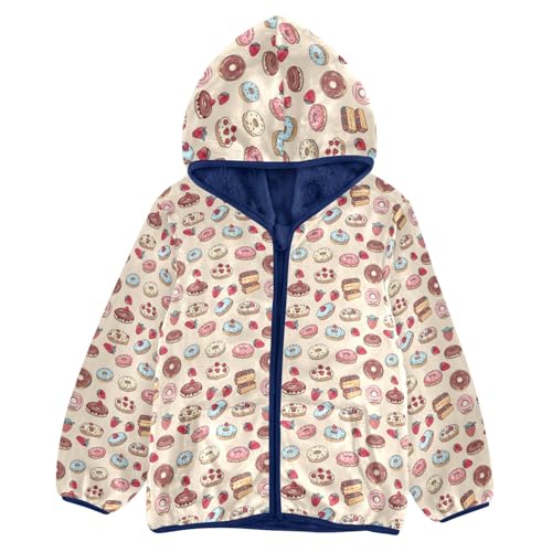 Donut Cake Boys Fleece Coat,Children's Zip-Up Hoodie Jacket,Baby Warm Fashion Outerwear 3-10T,A113416