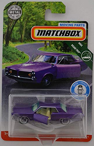 Matchbox Purple '64 Pontiac Grand Prix 2018 Moving Parts Road Trip Series 1:64 Scale Collectible Die Cast Metal Toy Car Model with Opening Doors