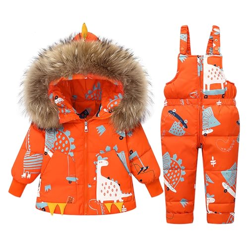 BILIKEYU Toddler Little Boys Girls Skisuit Set Cute Animals Zip up Thicken Warm Fuzzy Hooded Outdoor Ski Coat