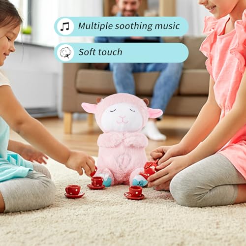 Baby Sound Machine Breathing Otter Sleep Buddy Plush Otter Portable Baby Soothers with Sensory Details Music Lights & Rhythmic Breathing Motion - Thumbnail 3