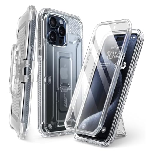 SUPCASE for iPhone 15 Pro Max Case with Stand & Screen Protector, Clear