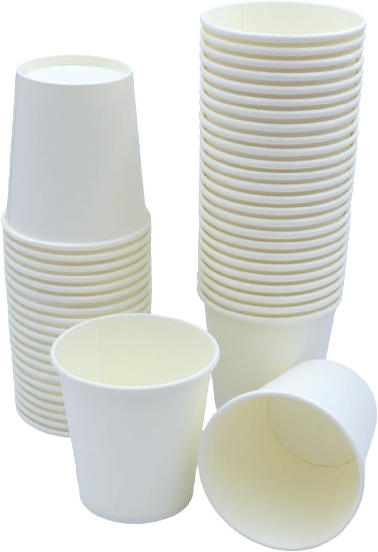 Sunrise Packaging 500 x Hot/Cold Drinks 7oz White Paper Cups | Biodegradable Leak-Resistant Eco-Friendly Drinking Cups