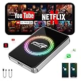 3-in-1 Wireless CarPlay Adapter，AI Magic Box Support Netflix/YouTube/TikTok, Plug & Play, 4GB+32GB ROM, Android 13 System, WIFI6 & Bluetooth 5.4, Fit with iPhone 6+/iOS10+/Android 11+