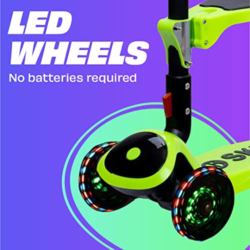 Image of SKIDEE Kick Scooter for Kids Ages 3-5 | Foldable 3 Wheel Scooter with Lean-to-Steer, Adjustable Height, Removable Seat & LED Light Wheels | Toddler Scooter Up to 12 Year Old Boys /Girls