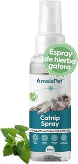 AmeizPet Catnip Spray para Gatos, Cat Scratching Mist, Cat & Kitten Behavior Spray Transparente 50 ml (1.69 Oz)