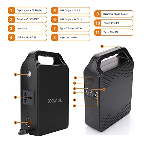 Image of COOLNUT Lithium-Ion 25000mAh Power Bank Mini Inverter /Power Backup for All Laptops, Tablets, Smart Phones, WiFi Routers (Grey and Black)