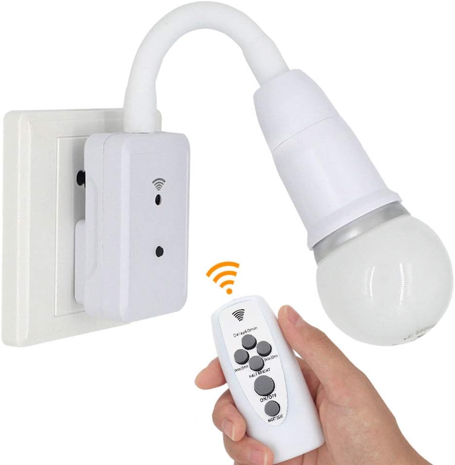 SAINT LROA US Plug AC Power to E27 LED Bulbs Socket Adapter with Remote Control,E27 LED Light Male Socket to US Type Plug Adapt