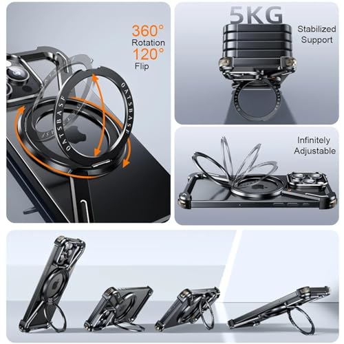 Loxo Case Innovative Z-Shaped Case For Iphone 16 Pro Max/16 Pro, Frameless Heat Dissipation With 360 Rotatable Stand, Military-Grade Protection,Black Titanium,16 Pro thumb #4