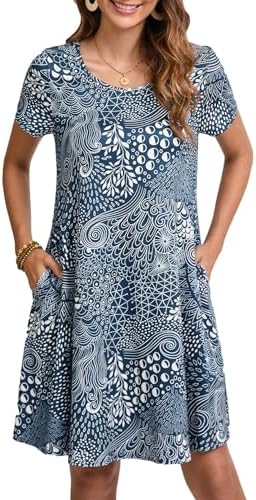 Enmain Robes d'été pour Femme T-Shirt à Manches Courtes Robe de P...