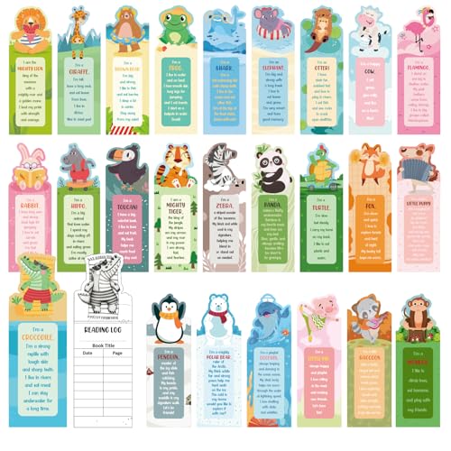 WSICSE 100 Pcs Bookmarks for Kids 25 Fun Animal Facts Double-Sided Book Marks for Reading Classroom Rewards Student Incentives Back to School Gifts