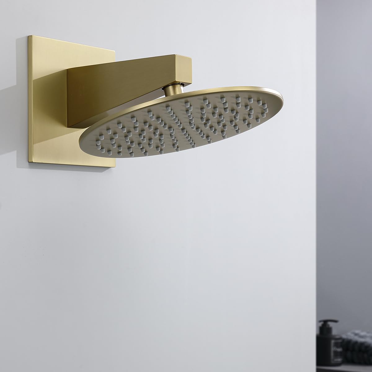 RANDOM Brushed Gold Shower Arm with Flange Rain Shower Head Extension Arm Shower Head Extender,Thicken Stainless Steel.91333-BG